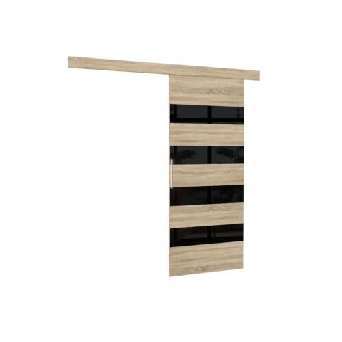 MILOU 96 Sonoma/Black Lacobel ADRK wall sliding door