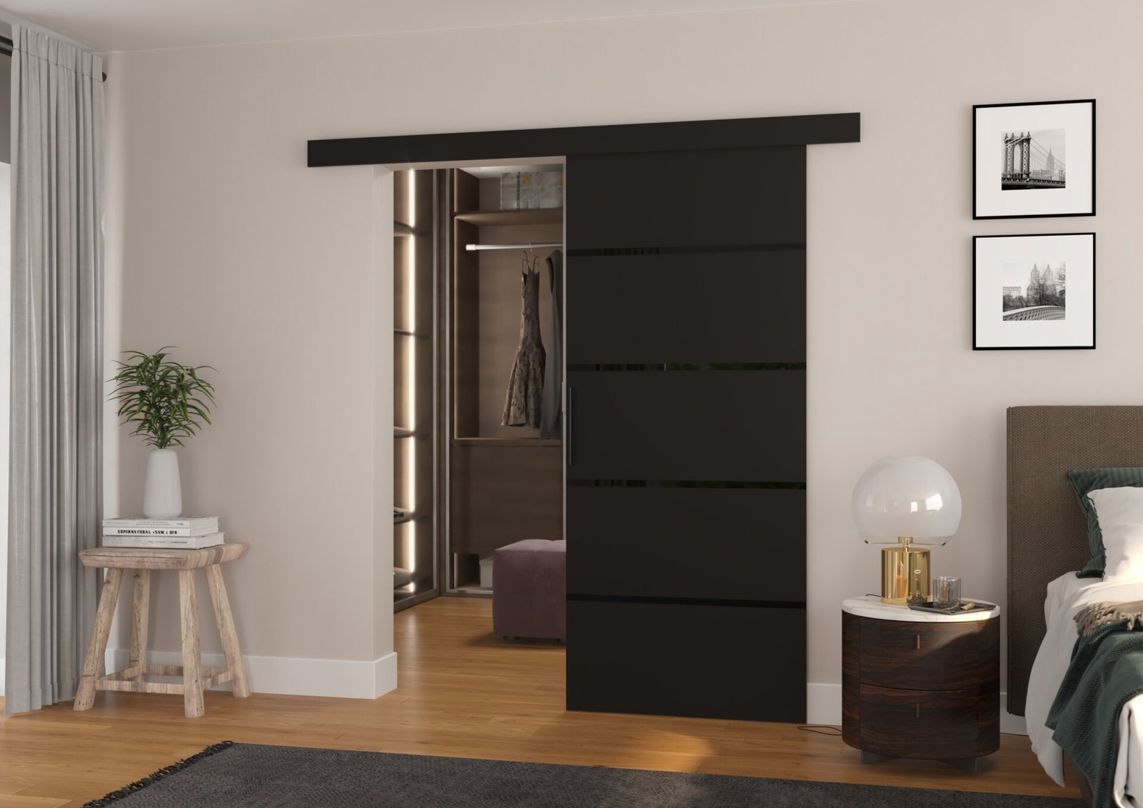 Wall sliding door MUSCHU 96 Black ADRK - Image 2