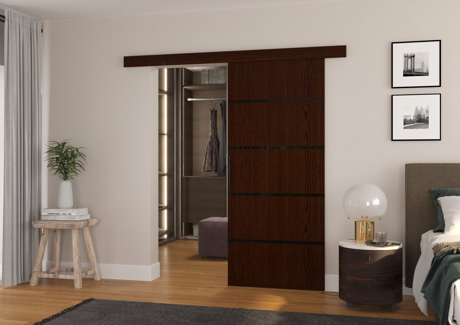 Wall sliding door MUSCHU 96 Wenge/Black ADRK - Image 2