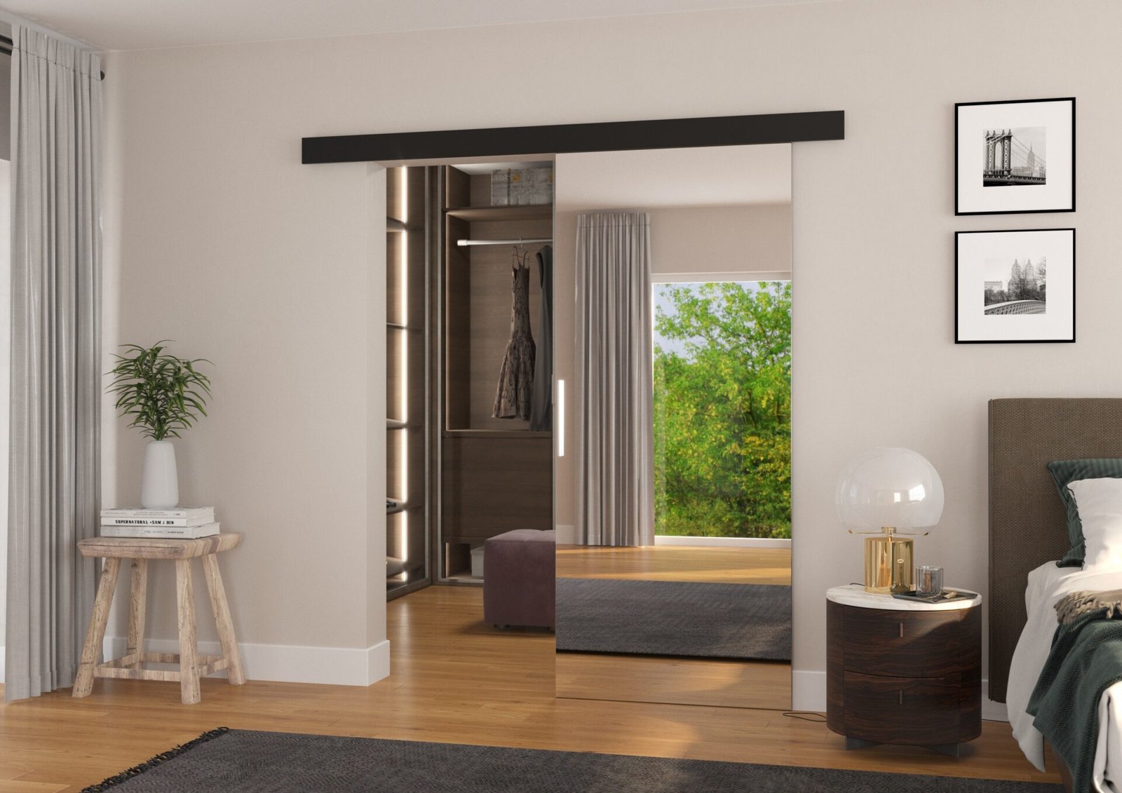 TESS 96 black ADRK wall-mounted sliding door - Image 2