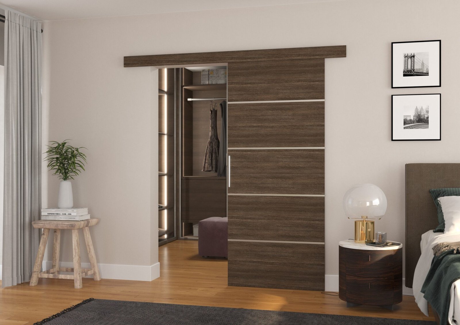 TONY 96 chocolate color ADRK wall-mounted sliding door - Image 2