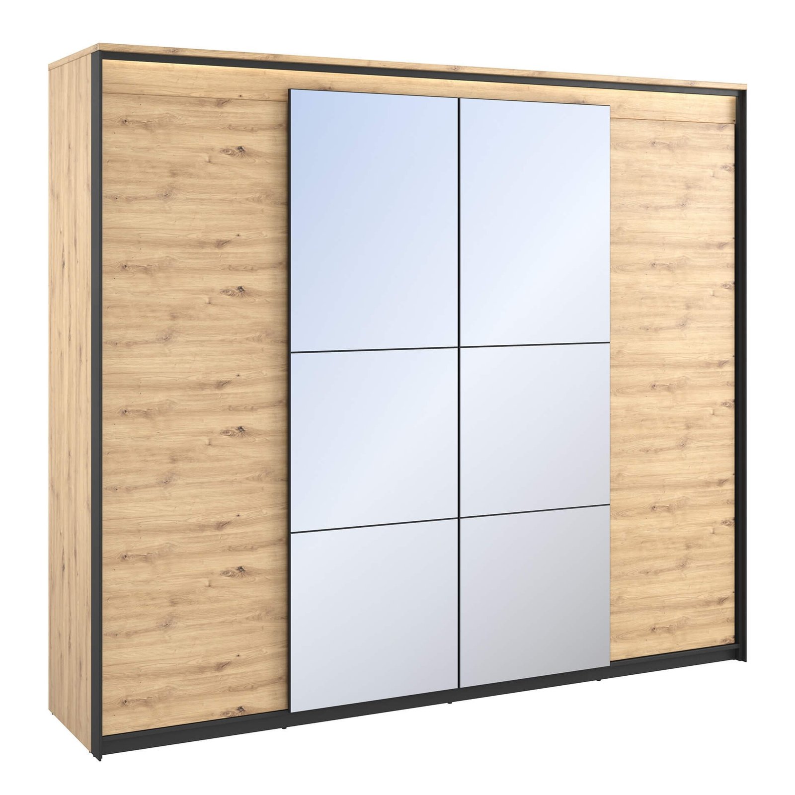 QUANT QS-05 four-door wardrobe, oak imitation / black