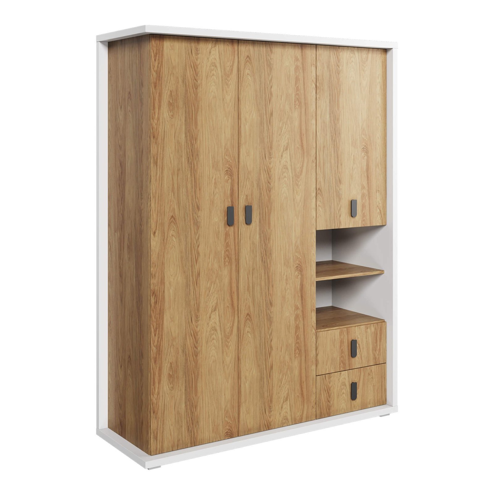 SIMI MS-01 wardrobe white / natural hickory