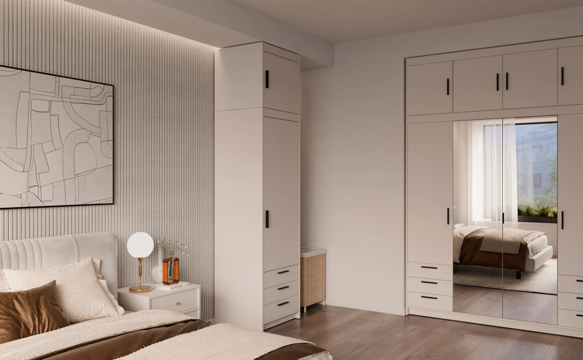 Elena wardrobe with drawers 1D3S beige - Image 5