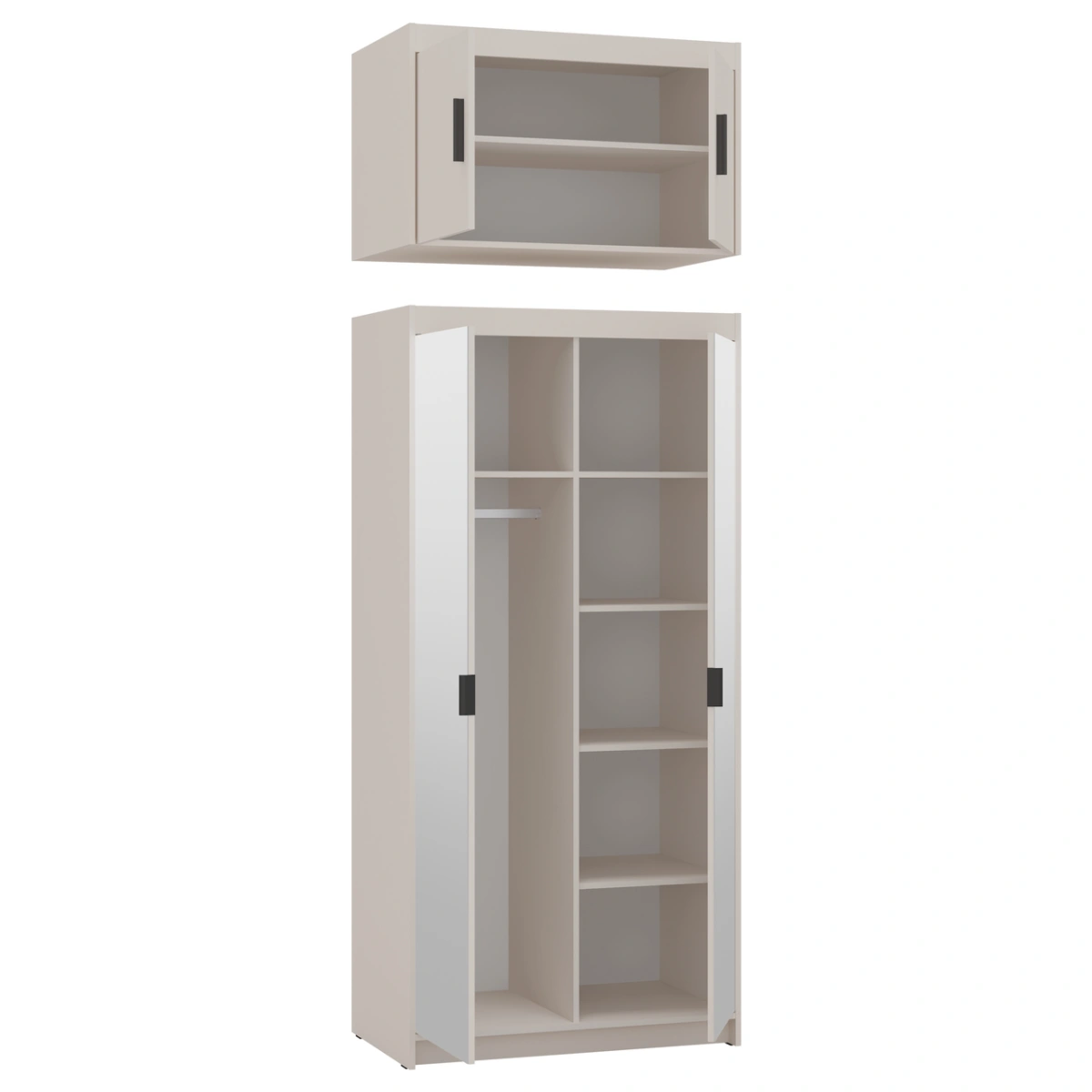 Elena wardrobe with 2D mirrors, beige - Image 4