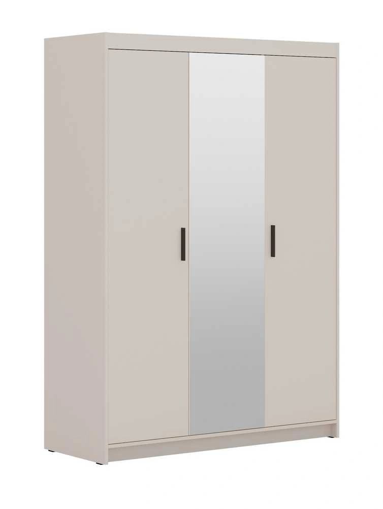 Elena 3D three-door wardrobe with mirror, beige