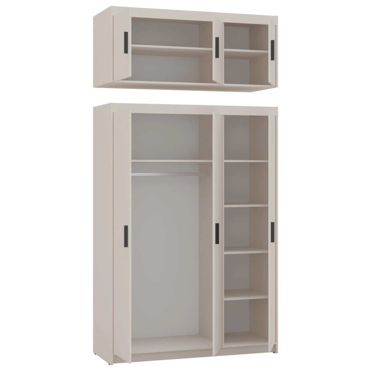 Elena 3D three-door wardrobe, beige - Image 4