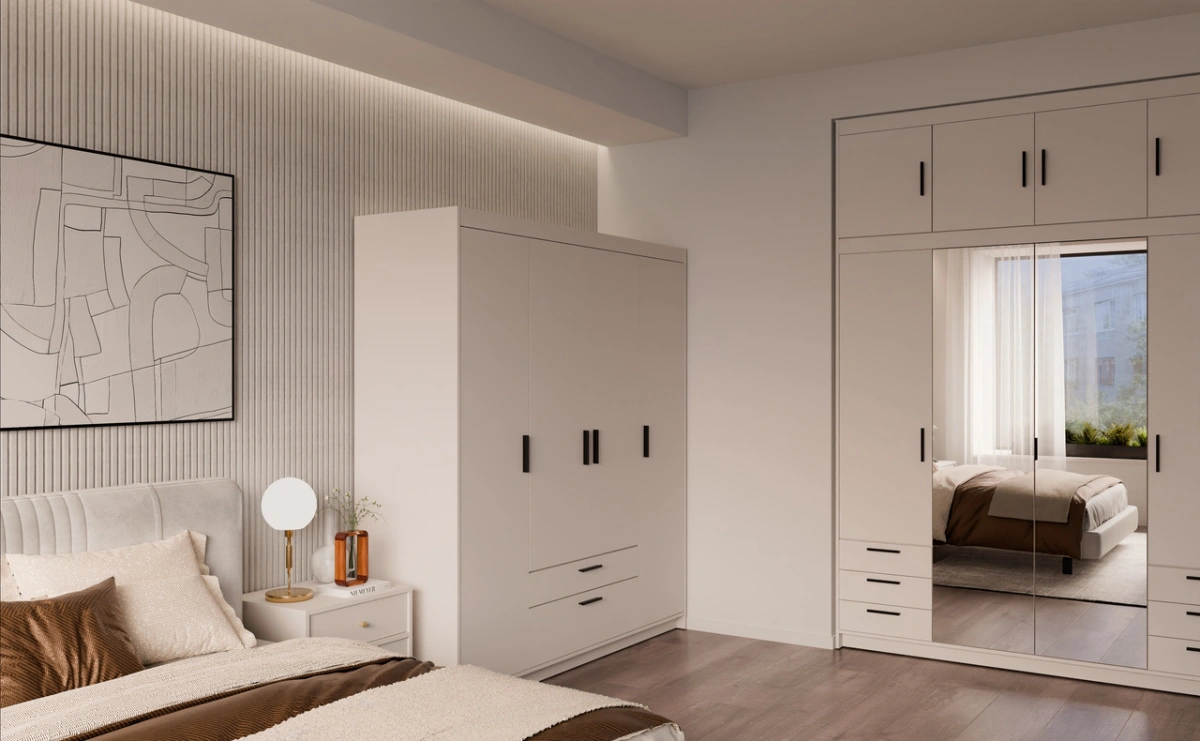 Elena 4D four-door wardrobe, beige - Image 5