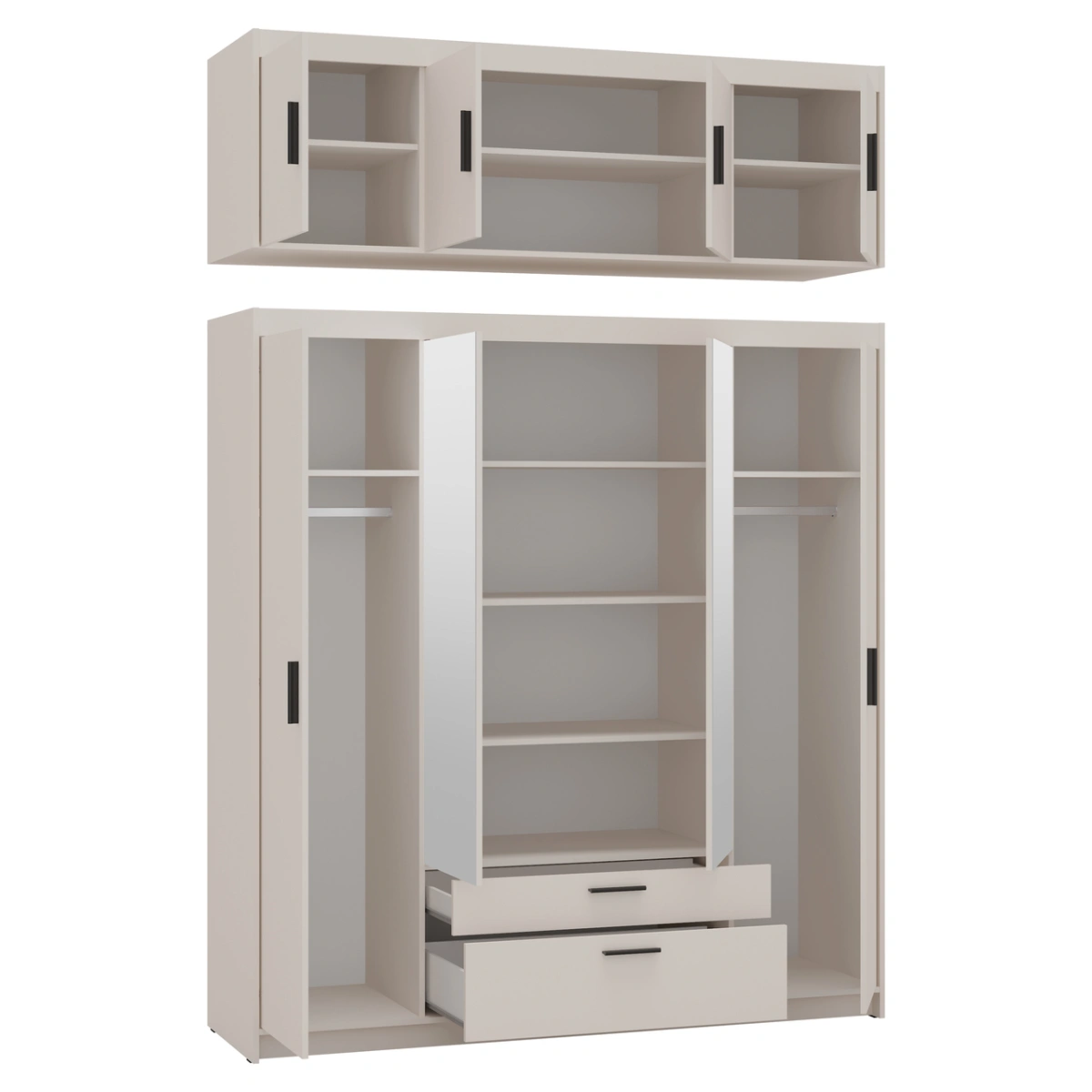 Four-door wardrobe with mirrors Elena 4D beige - Image 4