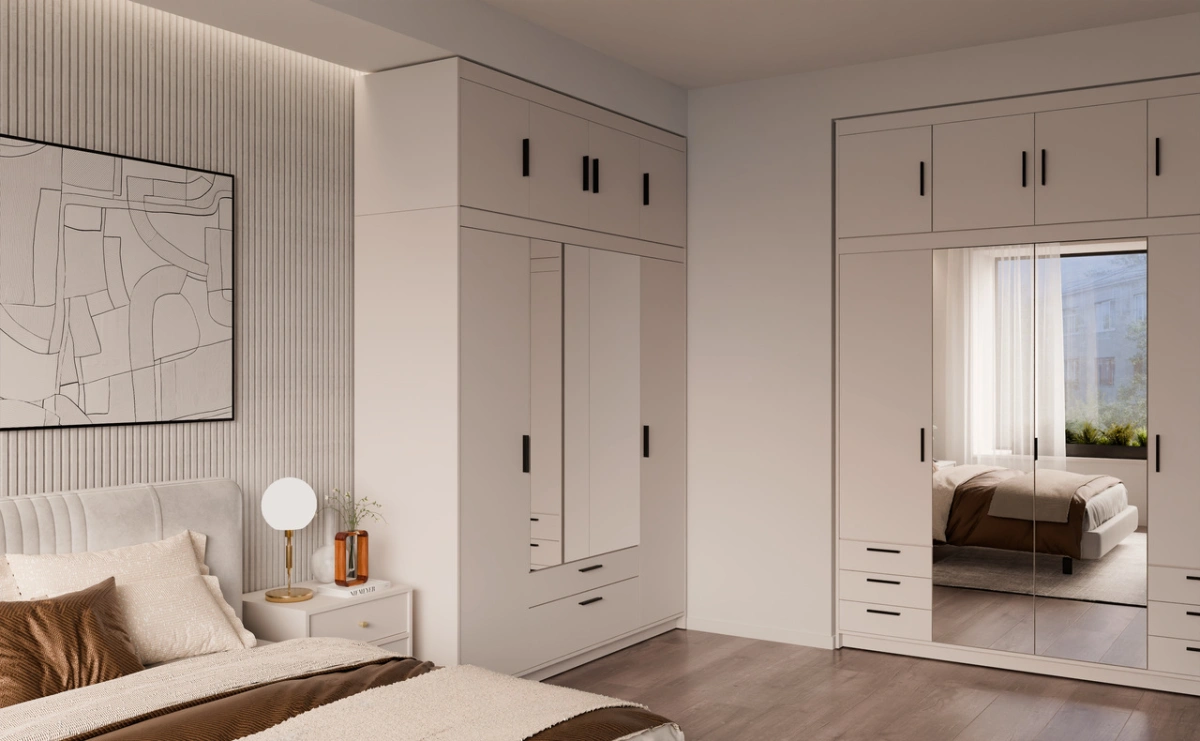 Four-door wardrobe with mirrors Elena 4D beige - Image 6