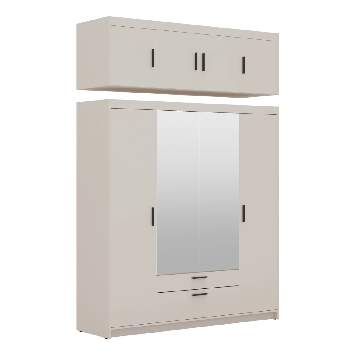 Four-door wardrobe with mirrors Elena 4D beige - Image 2
