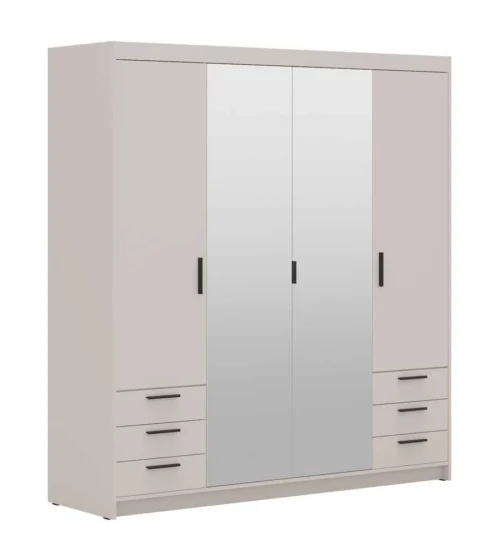 Wardrobe with mirrors and drawers Elena 4D 6S beige