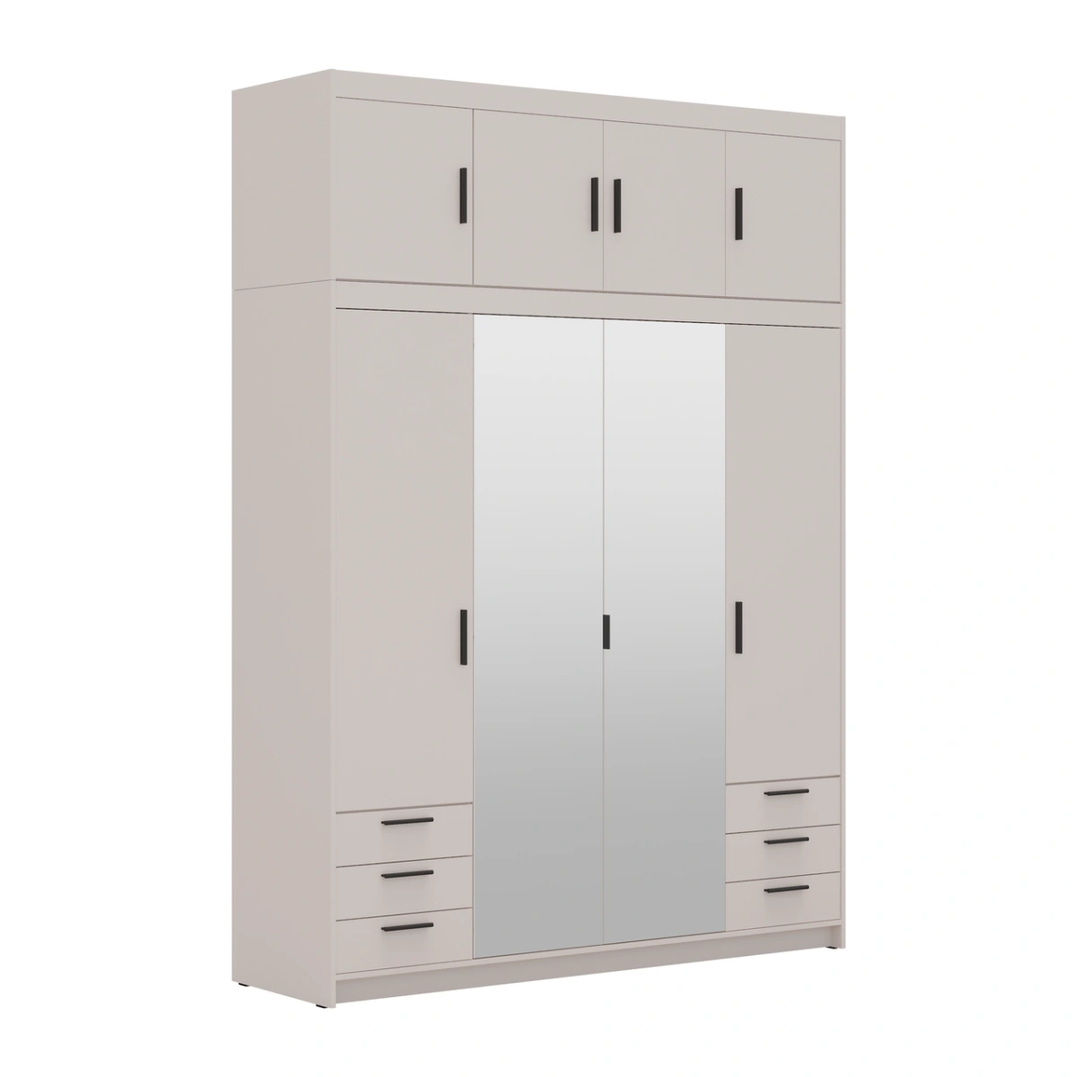 Wardrobe with mirrors and drawers Elena 4D 6S beige - Image 3