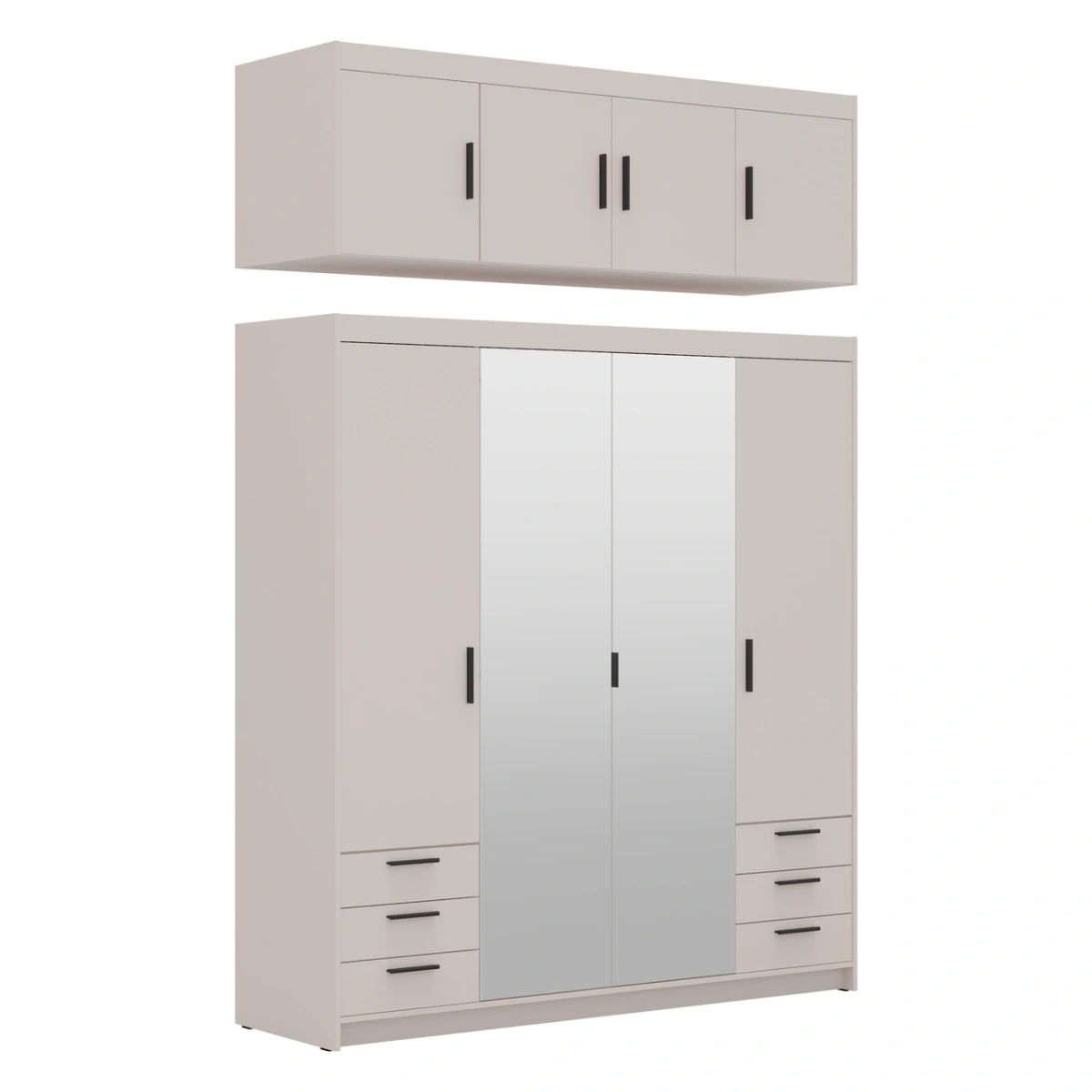 Wardrobe with mirrors and drawers Elena 4D 6S beige - Image 2