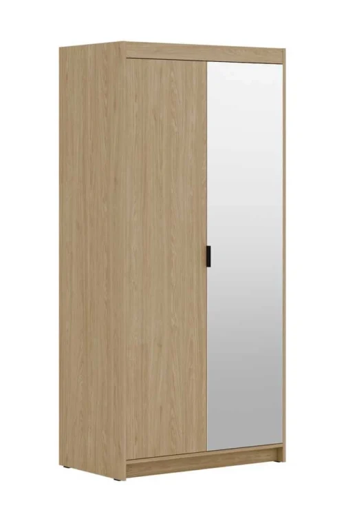 Elena 2D wardrobe, oiled oak with mirror