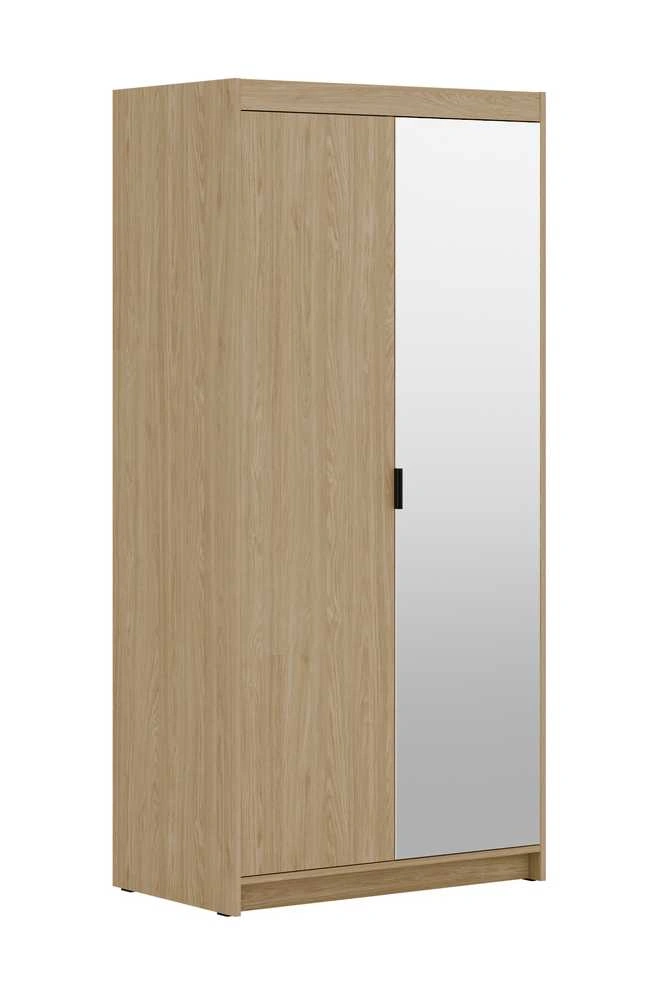 Elena 2D wardrobe, oiled oak with mirror