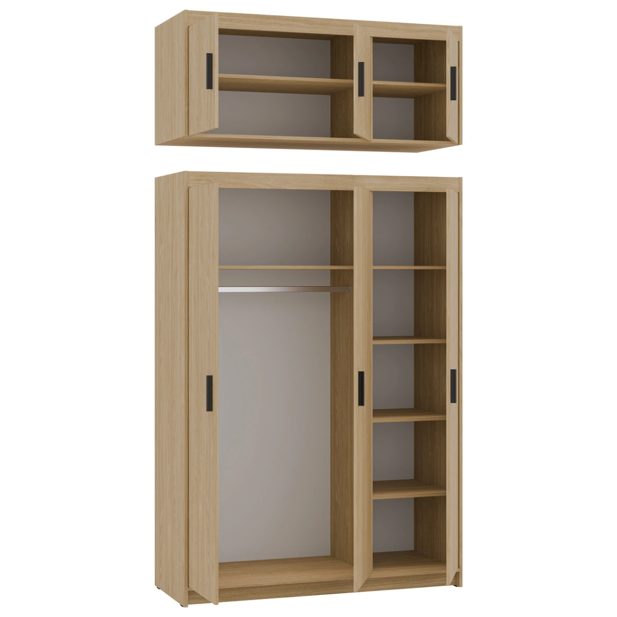 Elena 3D three-door wardrobe, oiled oak - Image 4