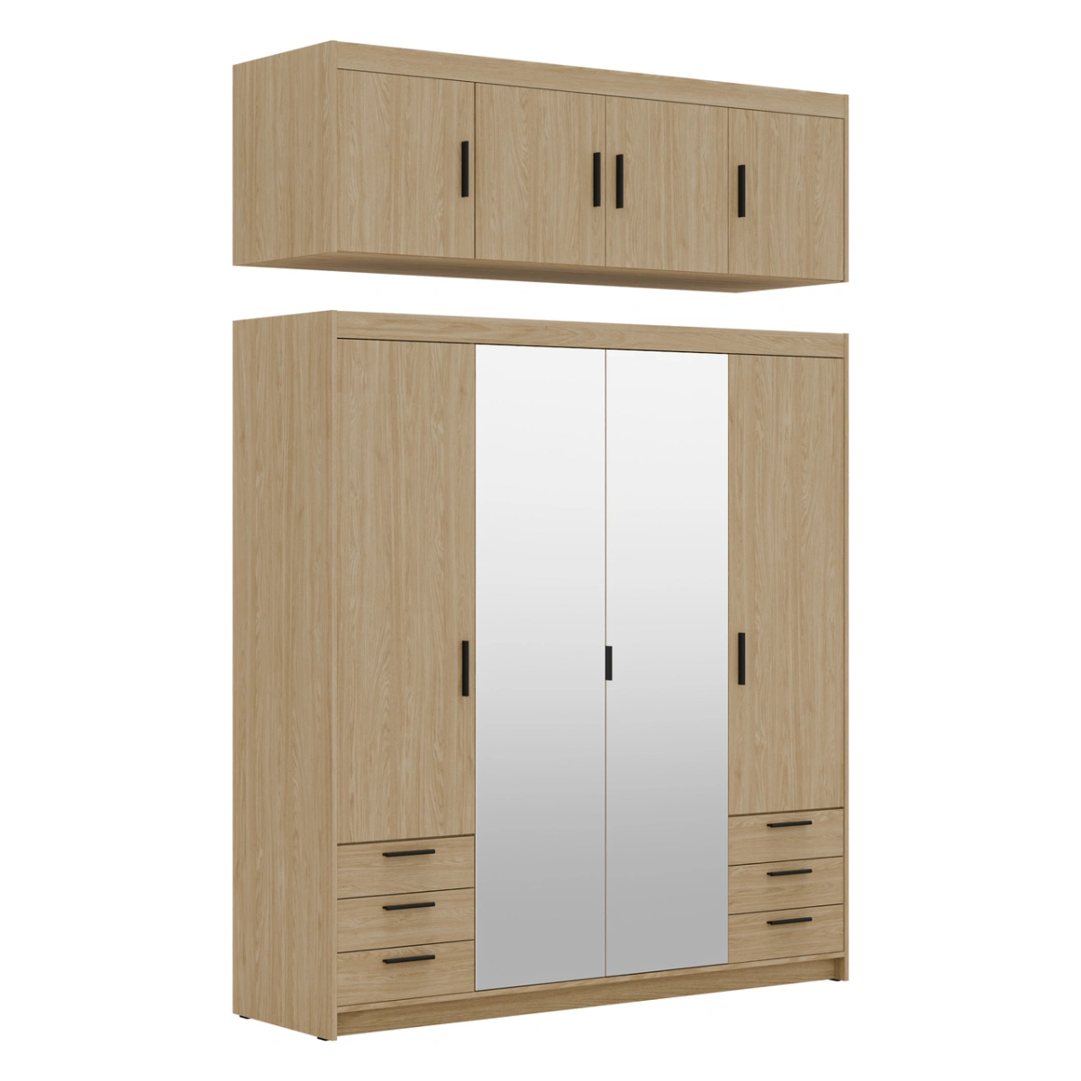 Wardrobe with mirrors and drawers Elena 4D 6S oiled oak - Image 2