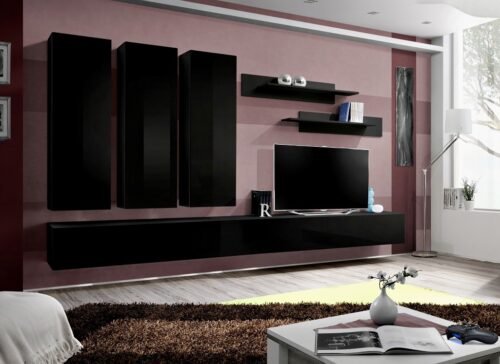 Fly E1 wall cabinet black/black glossy ASM
