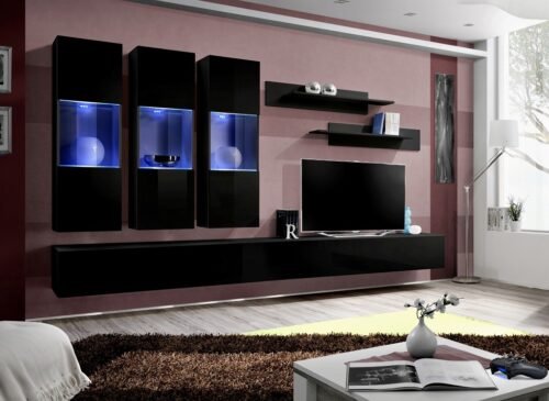 Fly E2 wall cabinet black/black glossy ASM