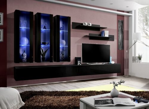 Fly E3 wall cabinet black/black glossy ASM