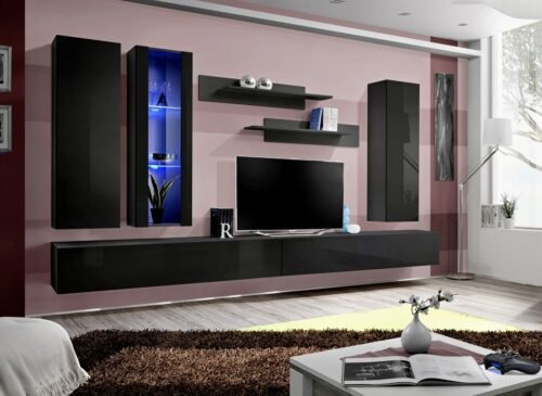 Fly E4 wall cabinet black/black glossy ASM