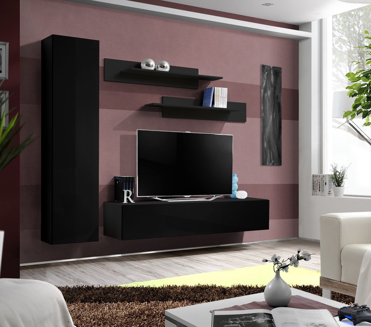 Fly G1 wall cabinet black/black glossy ASM
