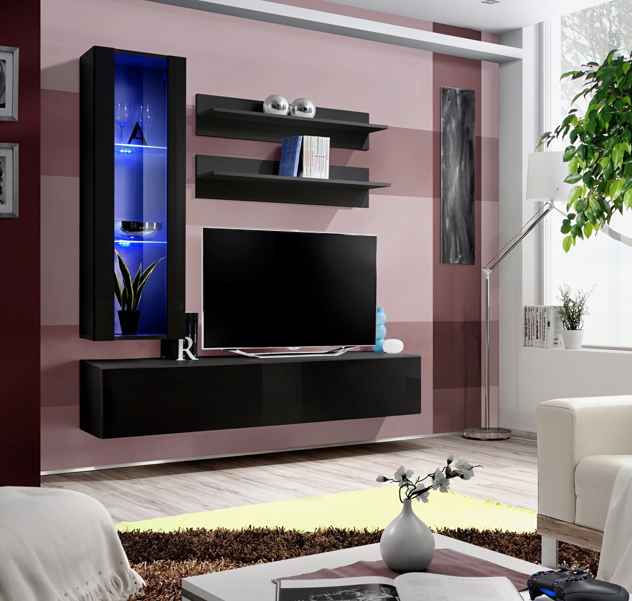 Fly H2 wall cabinet black/black glossy ASM