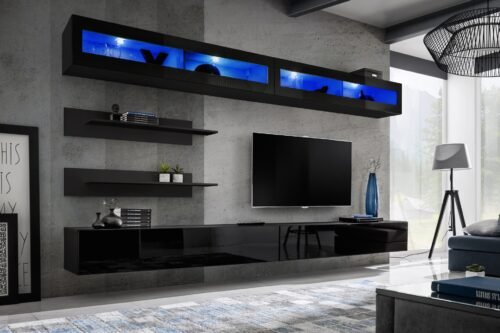 Fly I2 wall cabinet black/black glossy ASM