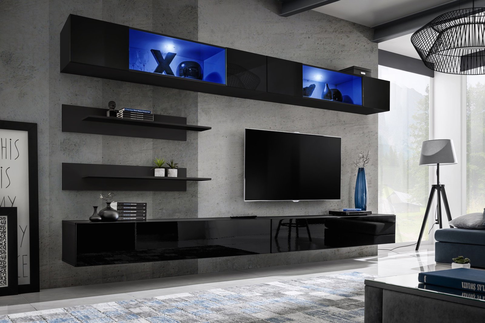 Fly I3 wall cabinet black/black glossy ASM