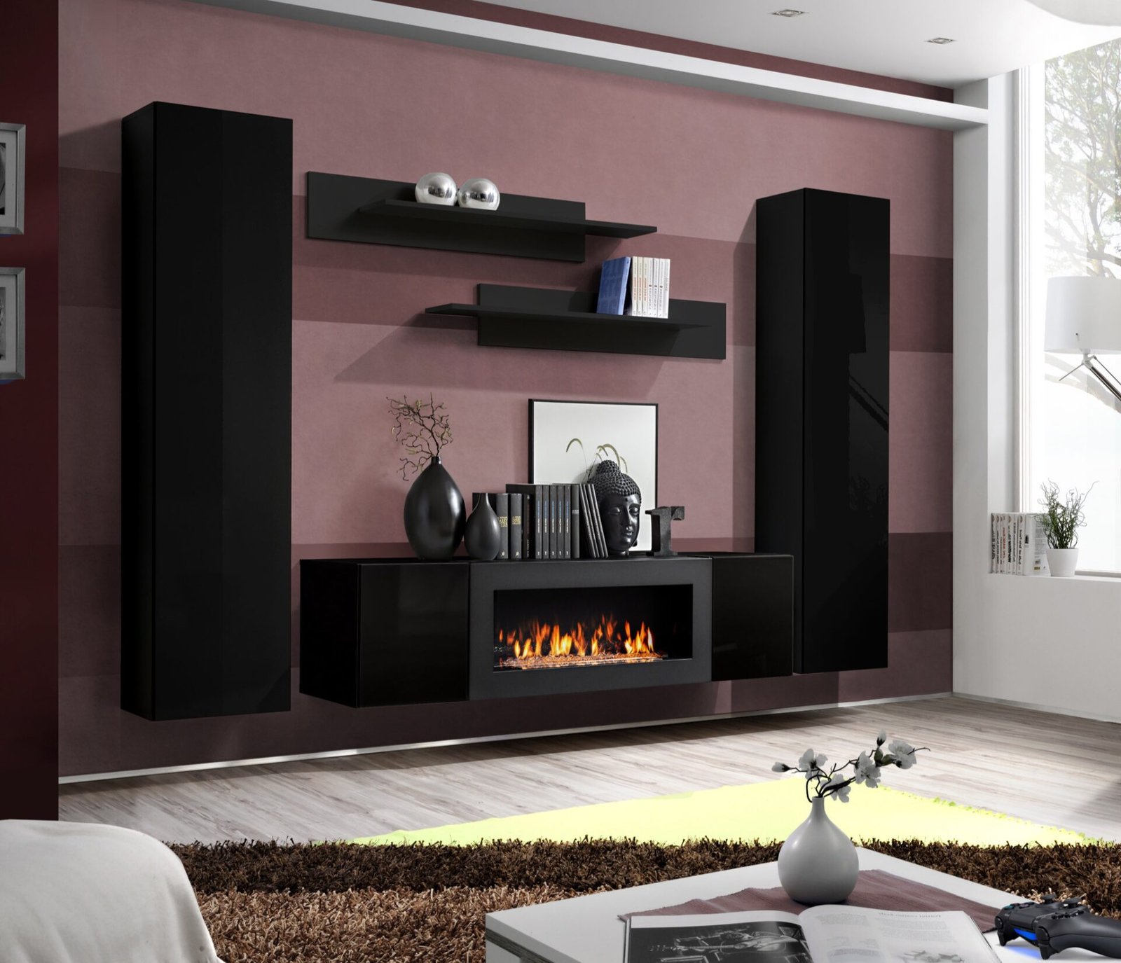 FLY M1 wall cabinet black/black glossy ASM
