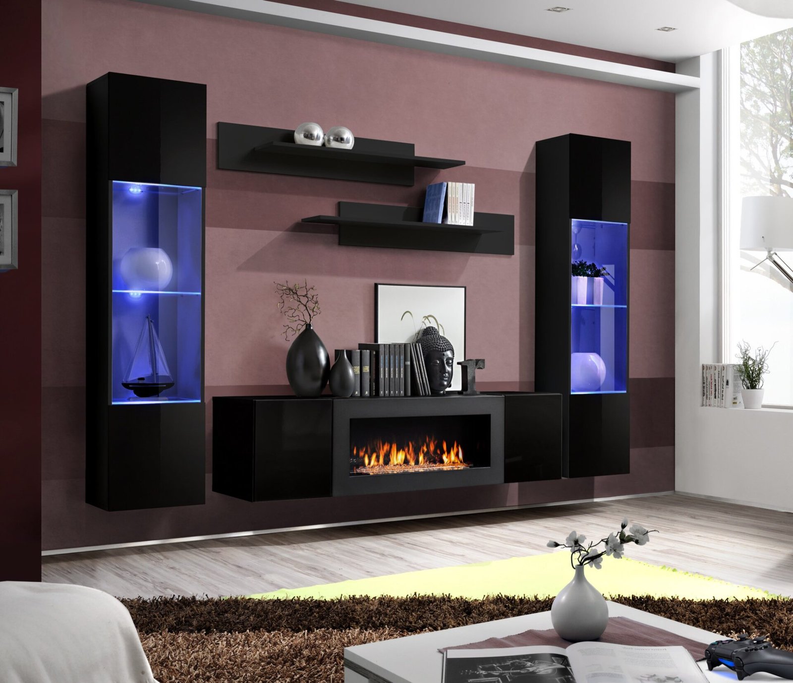 FLY M3 wall cabinet black/black glossy ASM