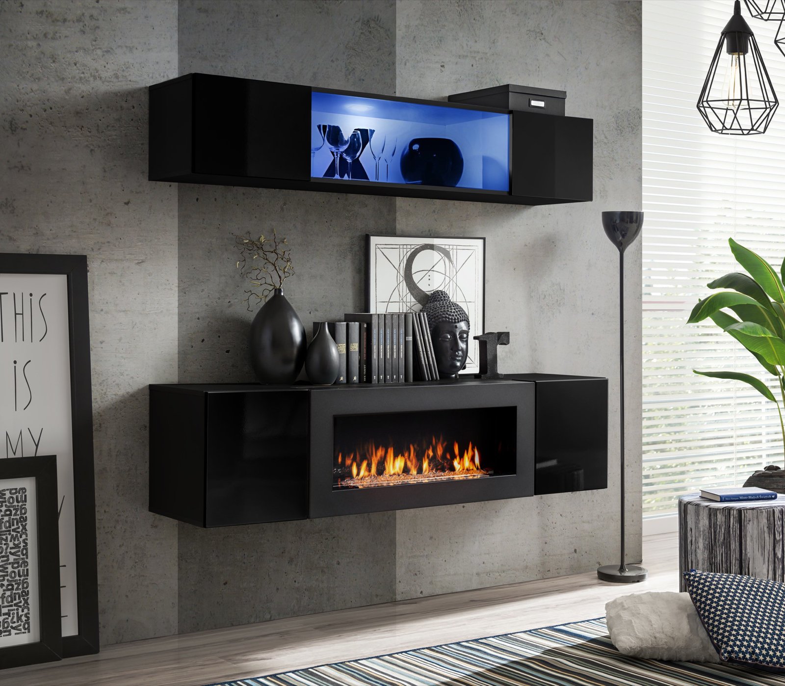 FLY N3 wall cabinet black/black glossy ASM