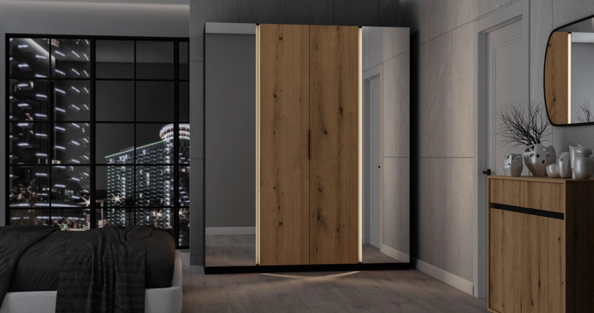 Kaja BL/EV four-door wardrobe with 2 mirrors 2F - Image 4