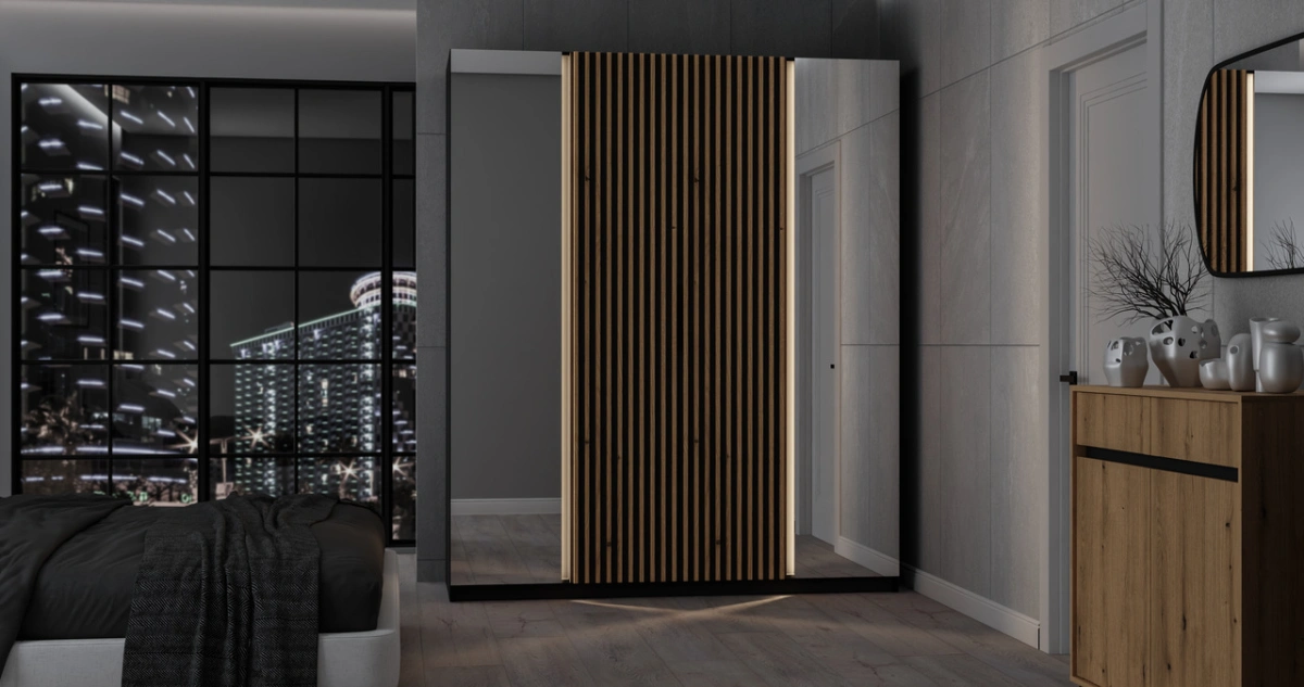 Kaja BL/BL-EV four-door wardrobe, 2 mirrors, 2 rails - Image 4