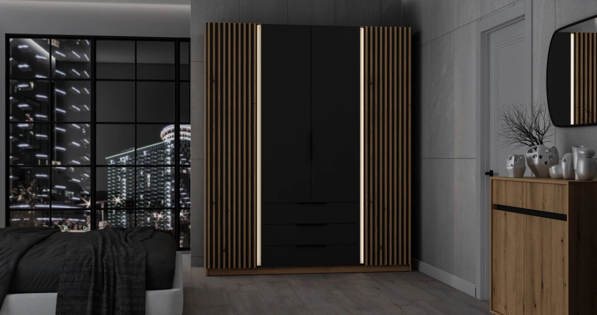 Four-door wardrobe "Kaja EV/BL-EV 2" with 2F 3S grille - Image 4