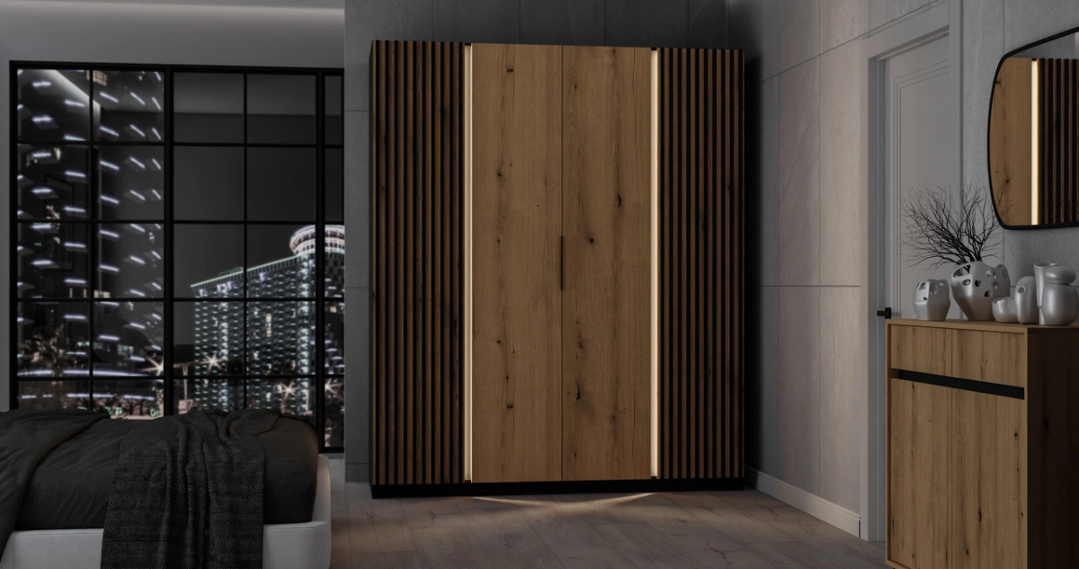 Kaja BL/EV-BL four-door wardrobe, 2 shelves, 2F - Image 4