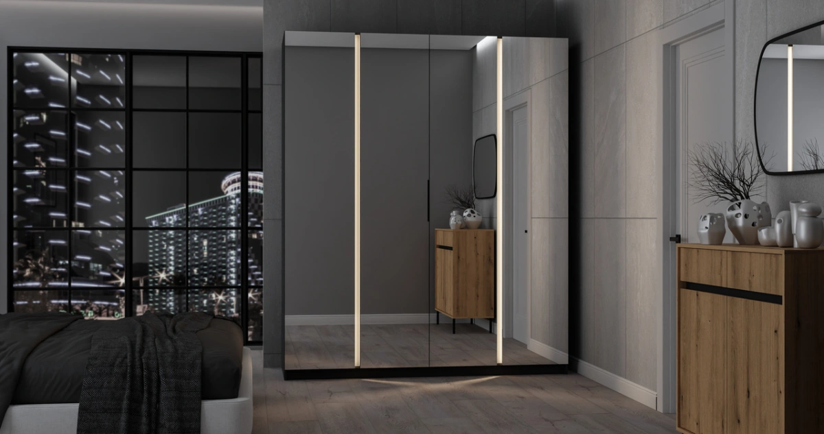 Kaja BL/BL 4 MIRROR four-door wardrobe - Image 4