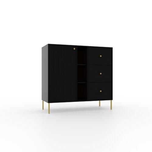 Chest of drawers 1D 3S 3P Tili Black ADRK