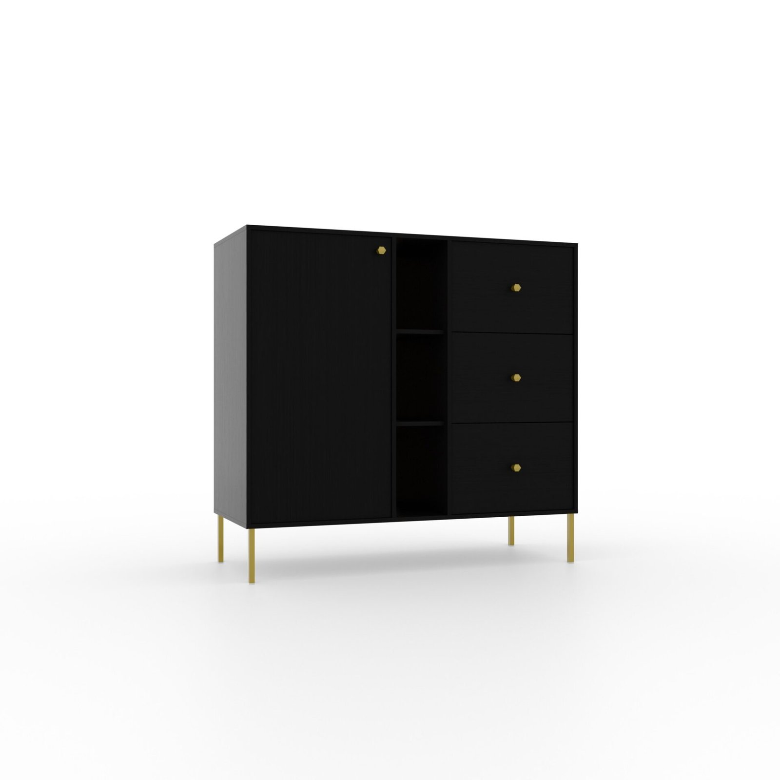 Chest of drawers 1D 3S 3P Tili Black ADRK