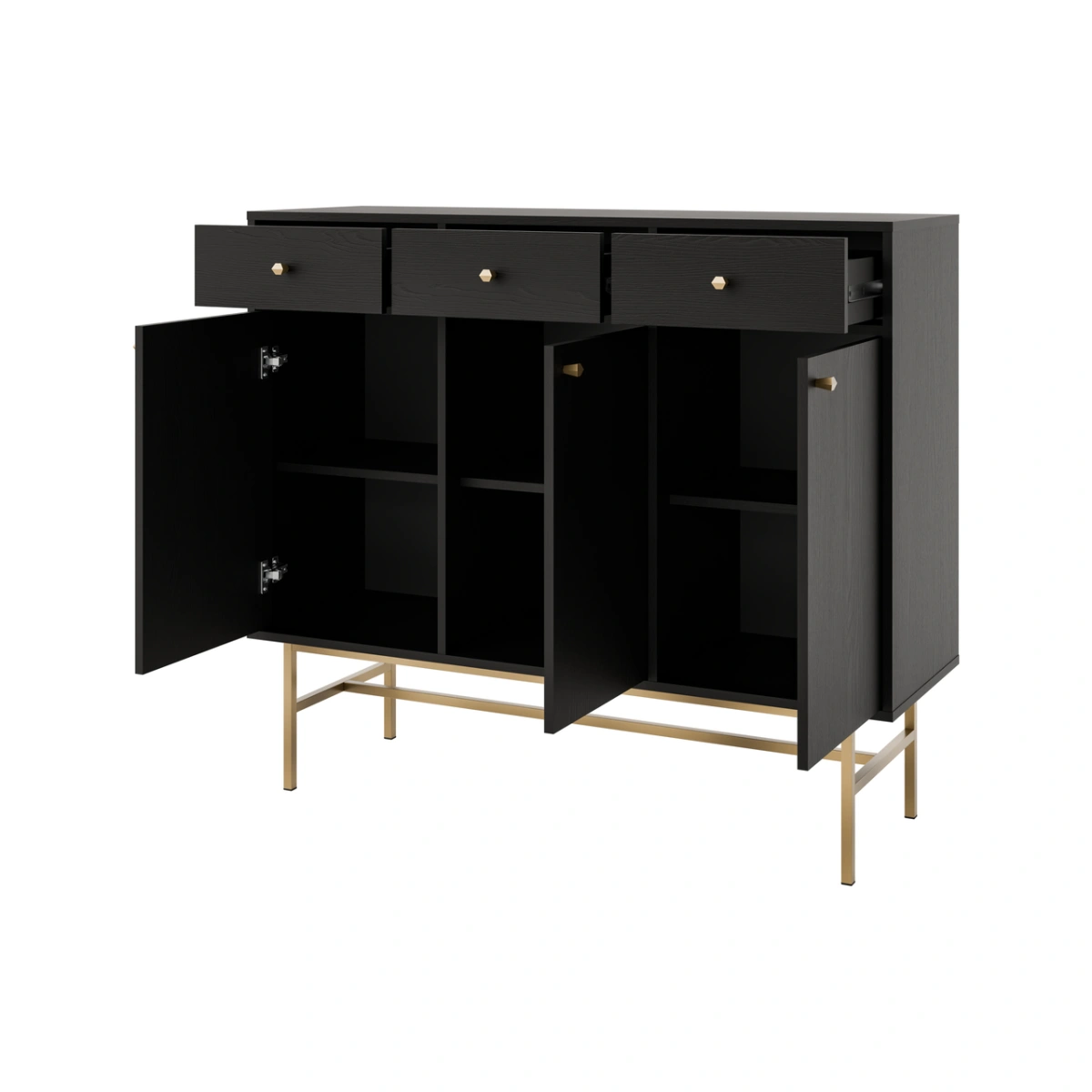 Black chest of drawers "Tokyo 3F3S" with cabinets and drawers - Image 5
