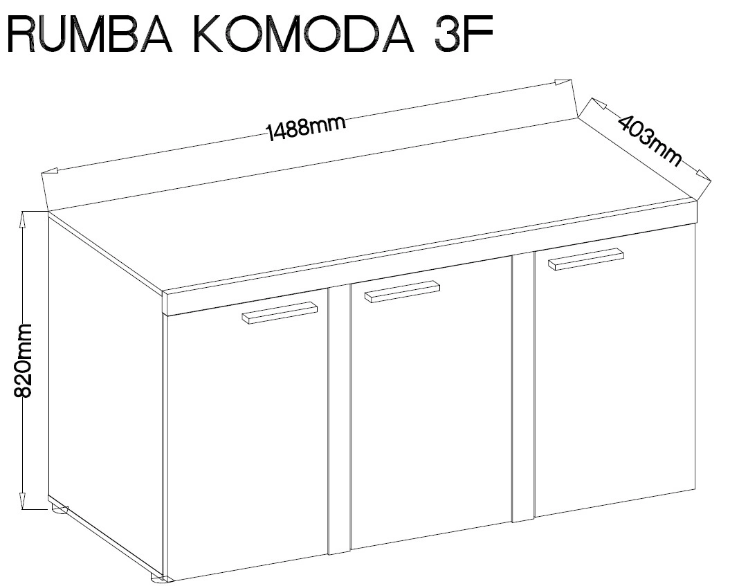 Rumba 3F chest of drawers, beige - Image 7