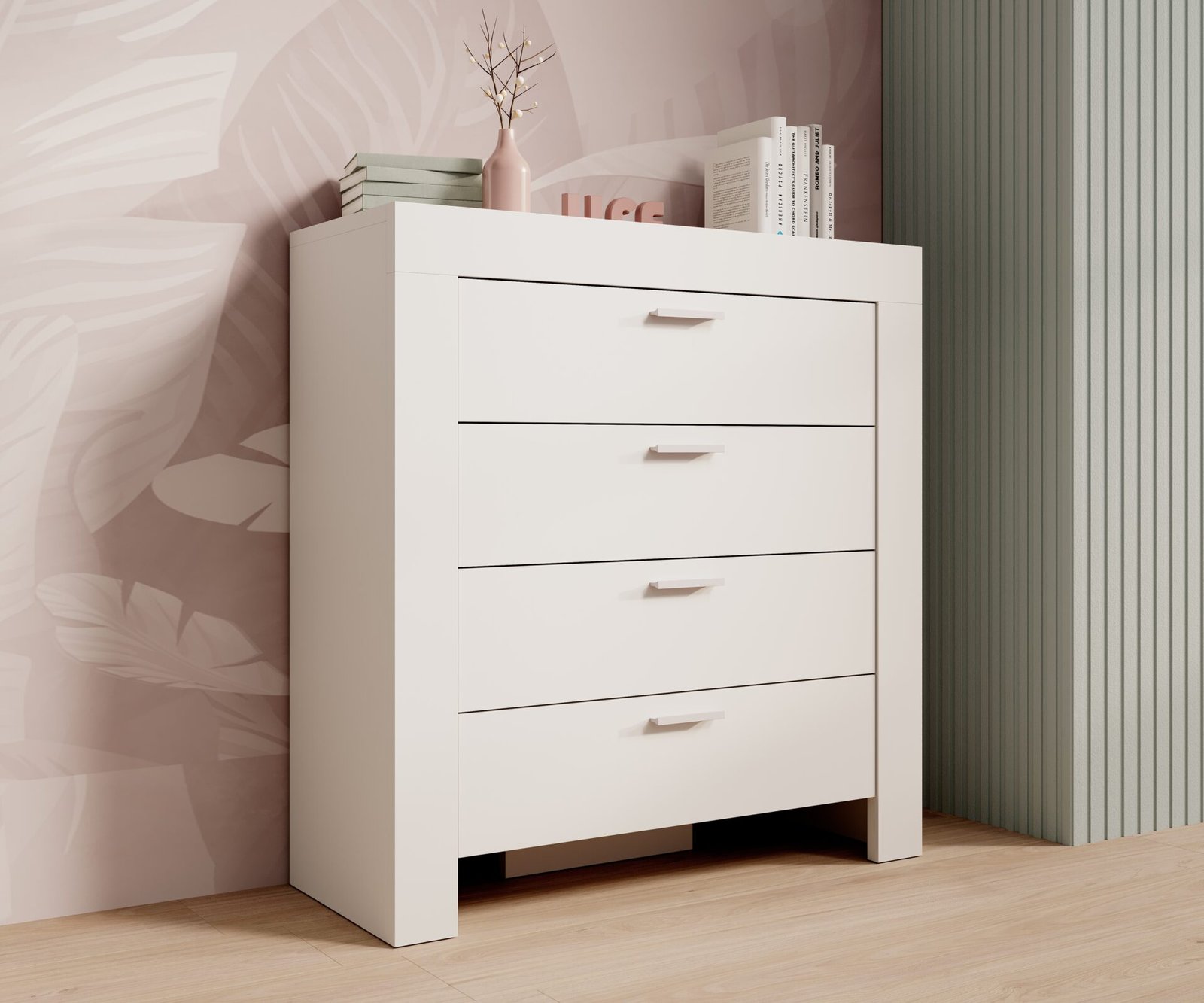 Chest of drawers, 4 pcs., CESIRO, white, ADRK - Image 3