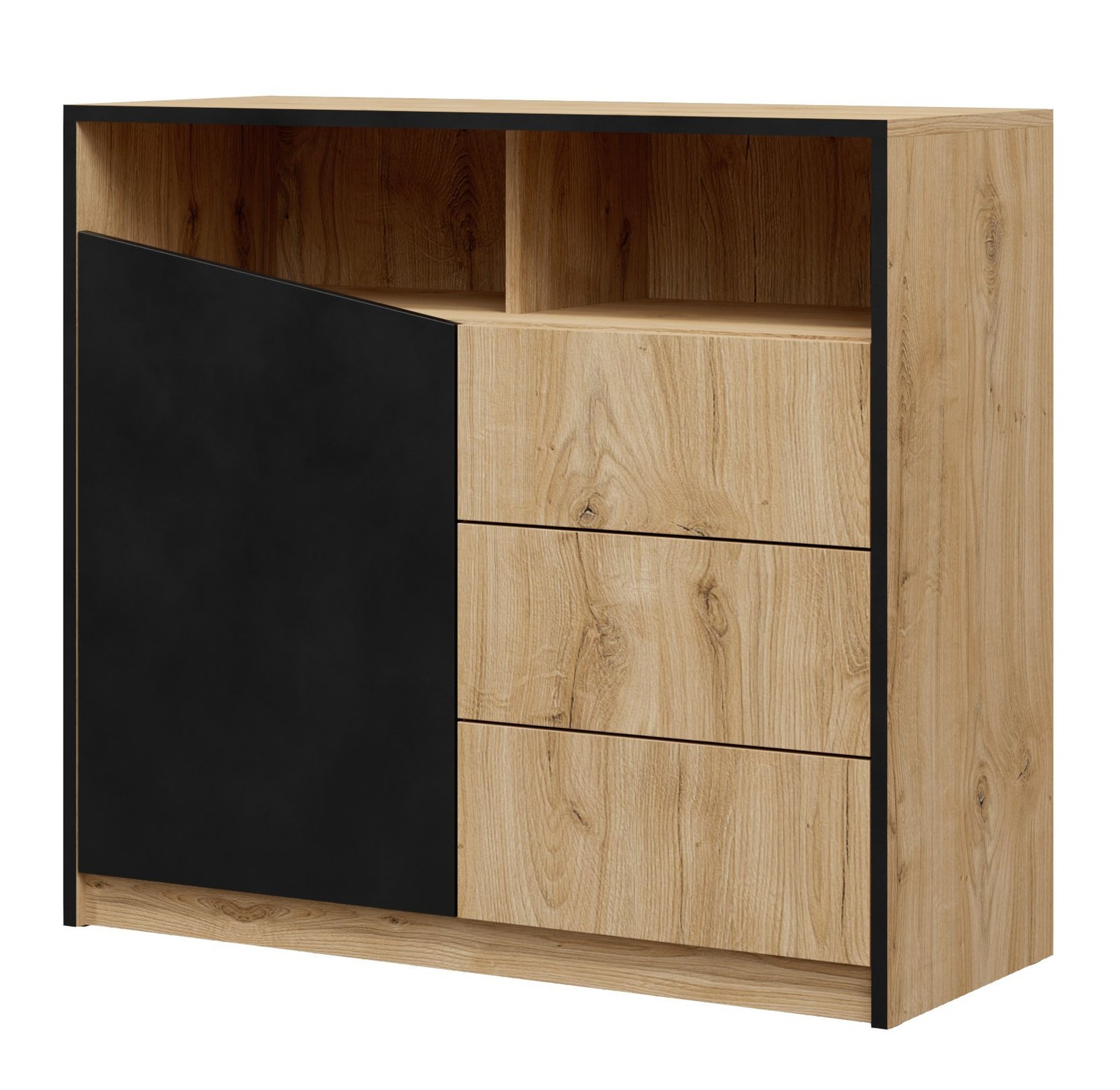 Atson Oak/Black ADRK Chest of Drawers