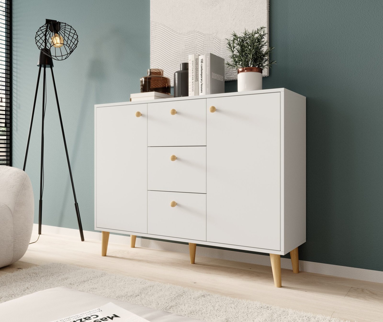 BESA chest of drawers, white/beech, ADRK - Image 2