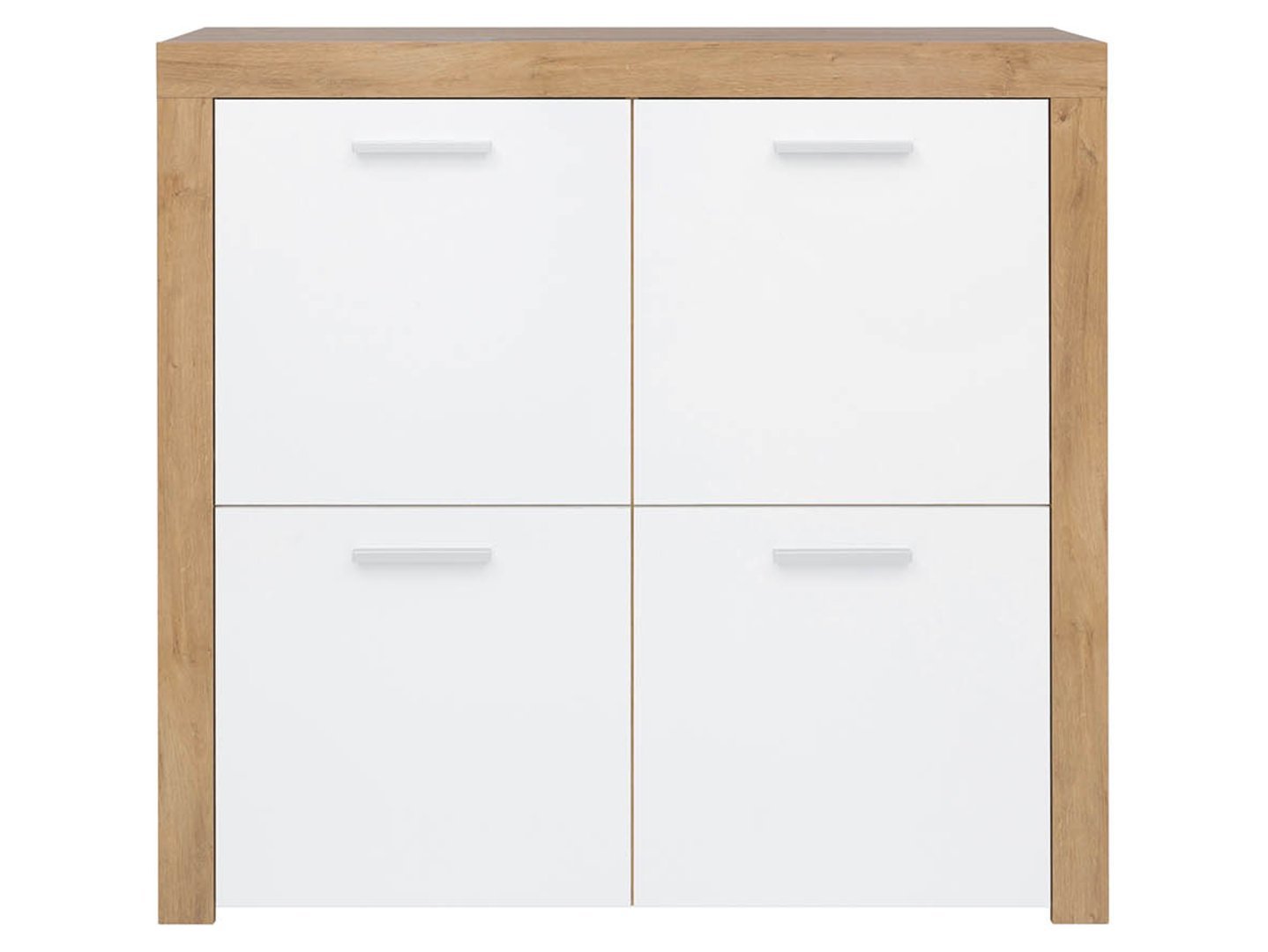BALDER chest of drawers with four doors, 104 cm, Riviera oak/glossy white - Image 2