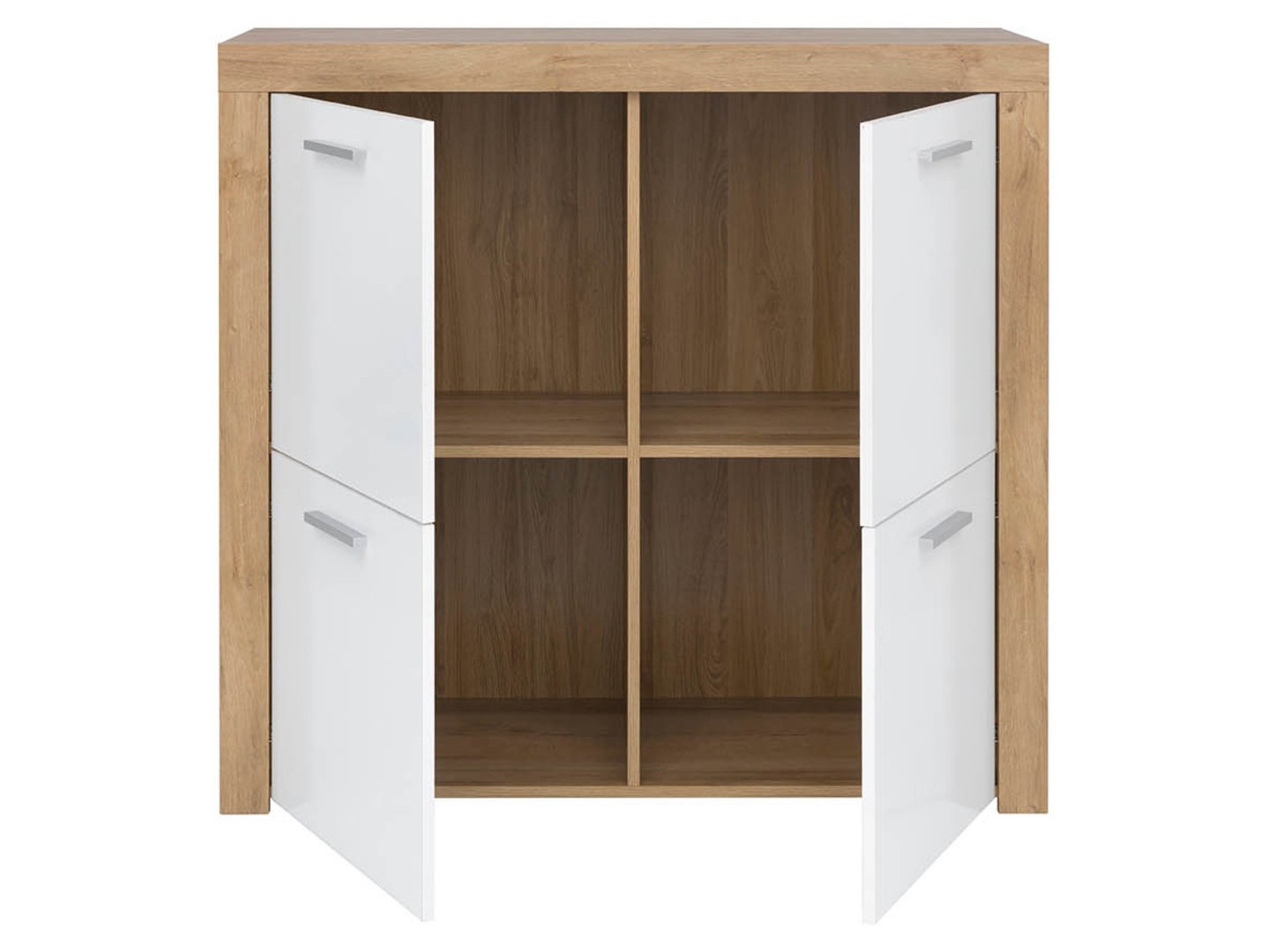 BALDER chest of drawers with four doors, 104 cm, Riviera oak/glossy white - Image 3
