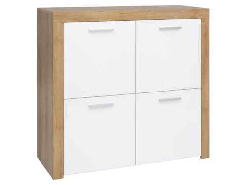 BALDER chest of drawers with four doors, 104 cm, Riviera oak/glossy white