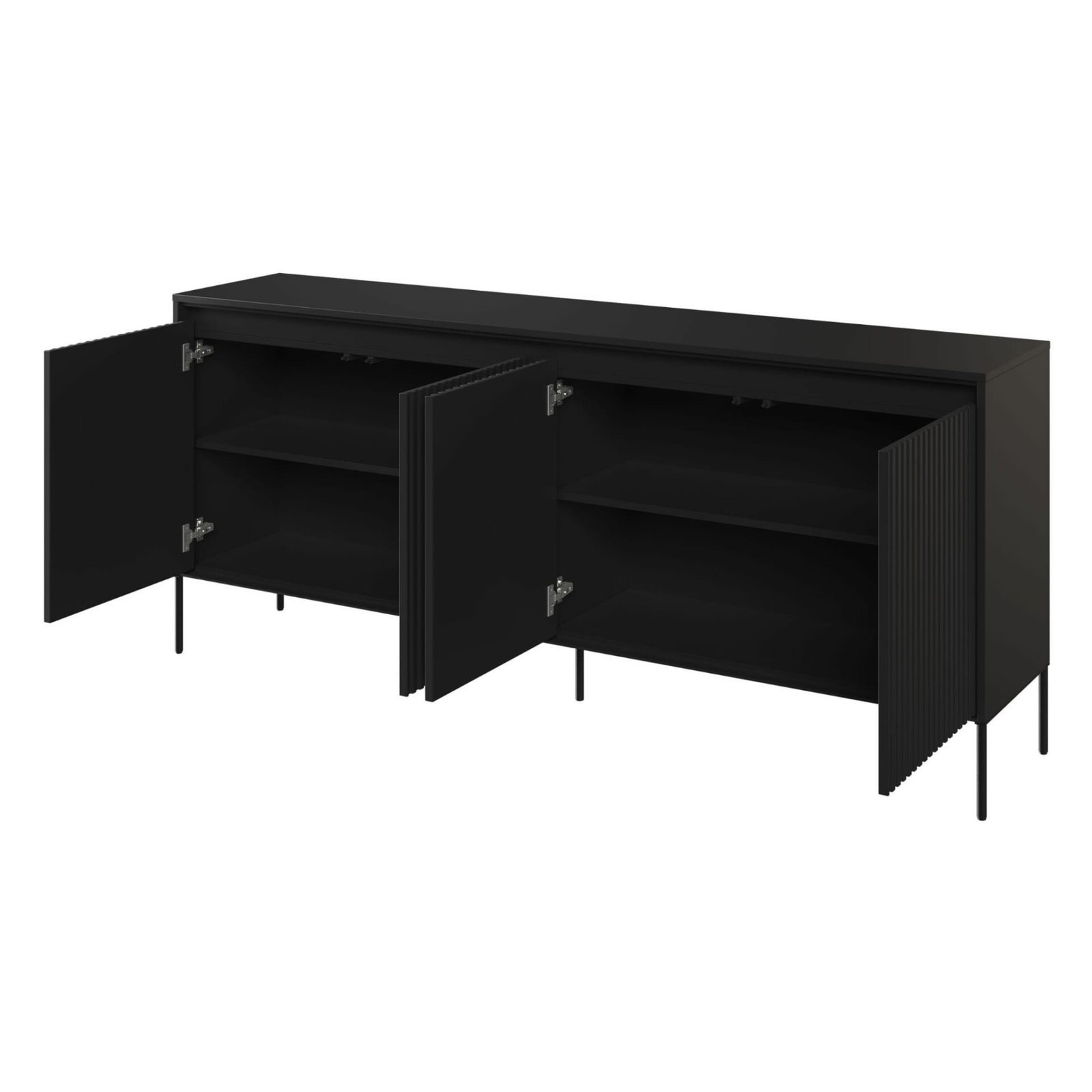 TREND 04 chest of drawers with grooves, black/black legs - Image 3