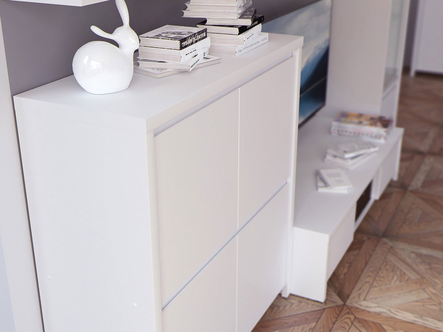 KASPIAN chest of drawers with four doors, 105 cm, white/matt white - Image 4